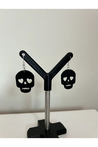 baddin aksesuar Black SkullHalloweenEarrings