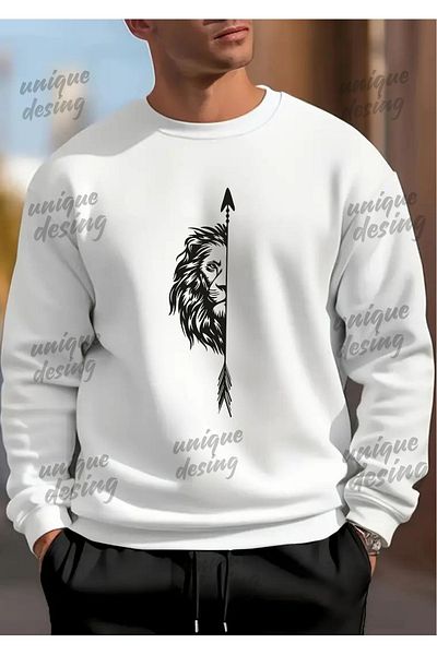 UNIQUE DESIGN Female and Male Lion Couples Lover Couple Combination Design Sweatshirt