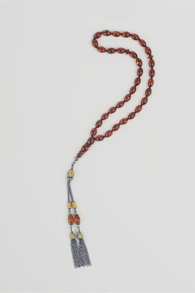 So CHIC... 33 cm Silver Rosary with Natural Amber Stone