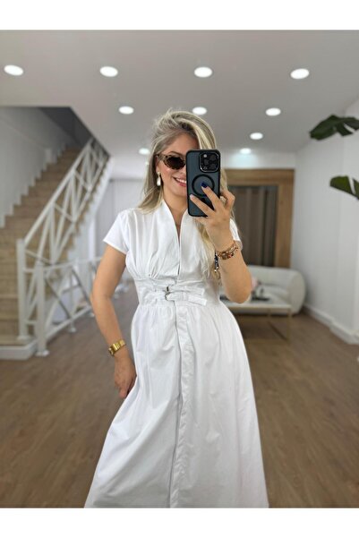 2she Rochie de designer din poplin - Detaliu curea