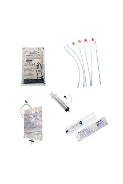Galena Foley Silikon Sonda 2 Yollu No:16 +10cc Enjektör+t Musluklu Idrar Torba+ Steril Eldiven 7.5+ Katajel