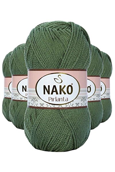 NAKO 5 Adet Pırlanta Amigurumi El Örgü İpi Yünü Haki Yeşil 11253