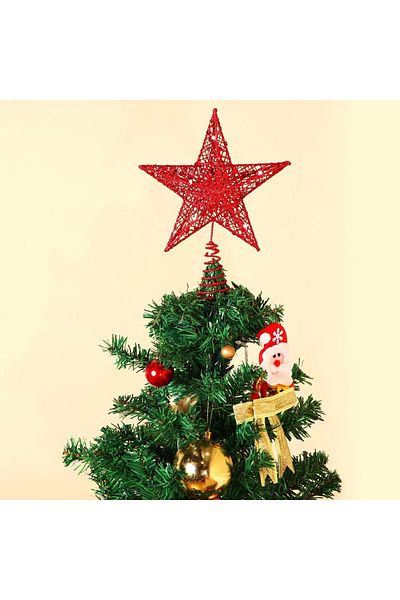 Showparty Christmas Pine Tree Crest Red Star Wire Crest 24 cm