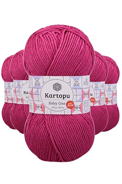 Mestore 5 bucăți Baby One fire de lână pentru tricotat manual, fucsia K245