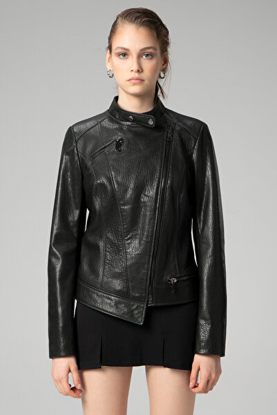 Dericlub Wm046 Jumbo Gerçek Deri Kadın Mont Yeşil