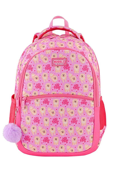 MUGGLE GANTĂ DE Școală Roz cu Figurină de Câine PATTY Drăguță și Pompon Cadou