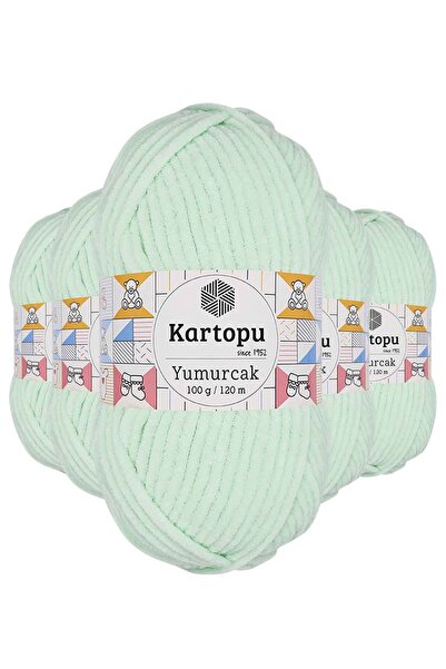 Generic Brand 5 Pieces Yumurcak Velvet Hand Knitting Yarn Water Green K560