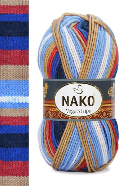 NAKO 1 Adet Vega Stripe Premium Akrilik El Örgü İpi Yünü No: 82411