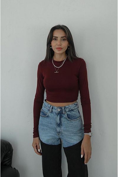 Havoş Μπορντό μακρυμάνικο Crop Top