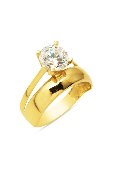 Bilezikci 14 Ayar Altın Tektaş Ve Alyans Birleşik Yüzük