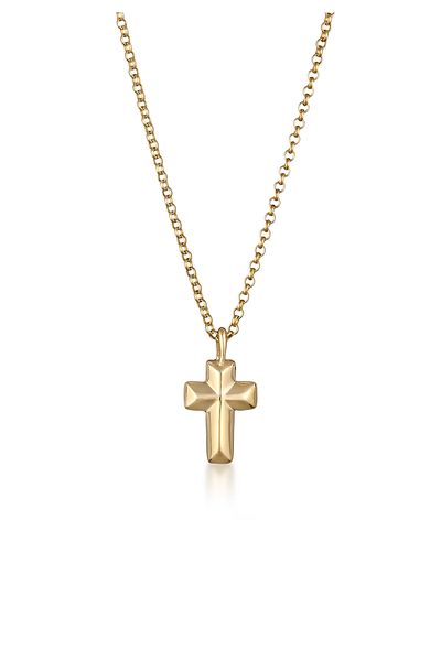 KUZZOI Halskette Anhänger Kreuz 375 Gelbgold