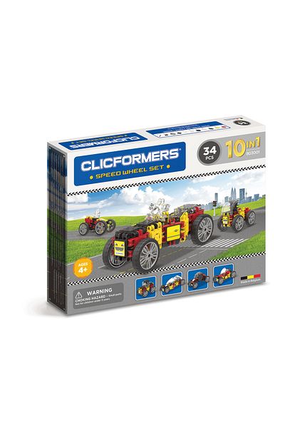 CLICFORMERS مجموعة عجلات السرعة - 34 قطعة