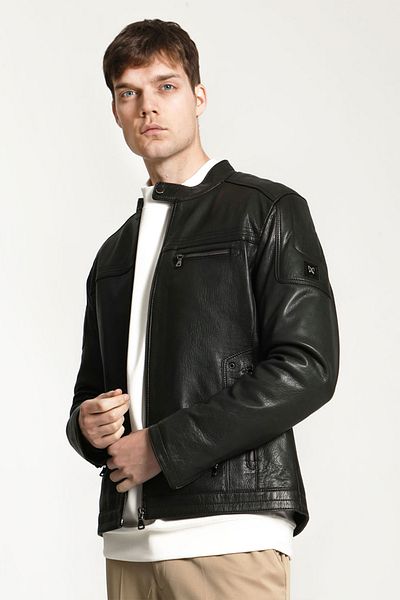 Dericlub Green Topgun Jumbo Real Leather Men's Coat