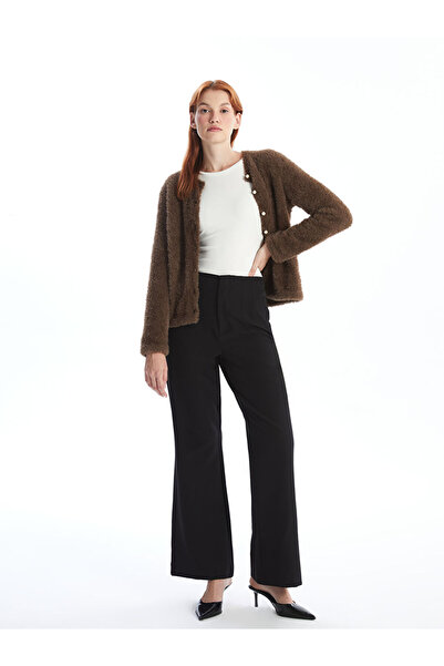 LC Waikiki Black Slim Fit Women's Trousers with Spanish Legs