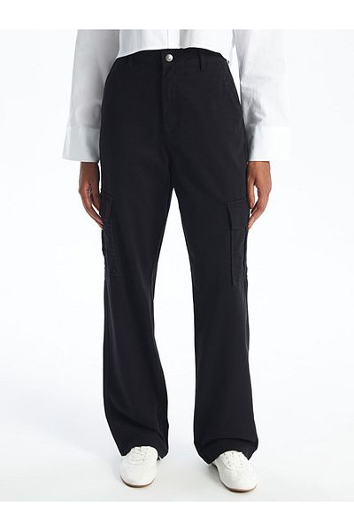 LC Waikiki Pantaloni cargo pentru femei LCW Standard Fit Gabardine