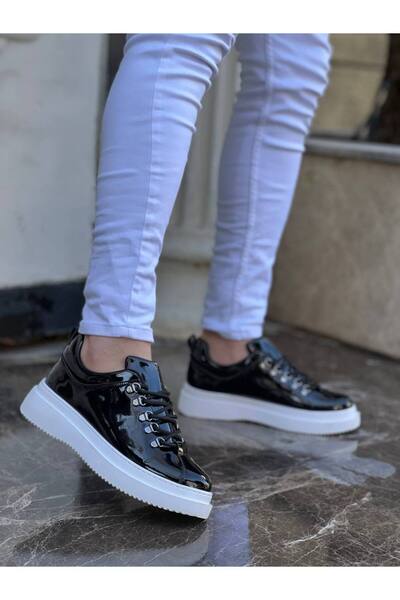 BESKAR Kb X4 Black Patent Leather Casual Men's Sneaker – Soft Insole