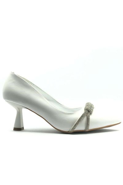 KOCAMANLAR Feles Stone Detailed Stiletto Femei Pantofi cu toc alb