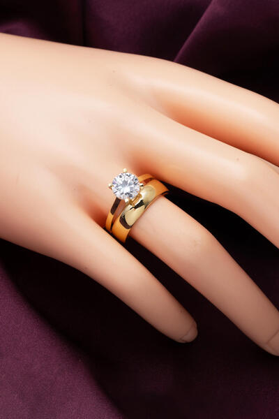 Bilezikci 14 Ayar Altın Tektaş Ve Alyans Birleşik Yüzük