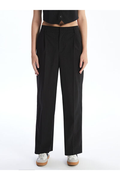 LC Waikiki Black Striped Women's Trousers