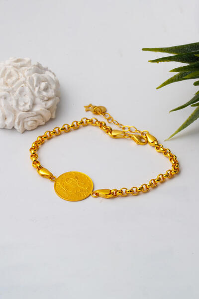 Bilezikci 14 Ayar Doç Zincirli Reşat Yarım Altınlı Bileklik