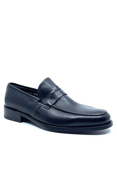 Fosco Neolit Genuine Leather Men'sLoafer- Inner and Outer Black Calasik Shoes 2005