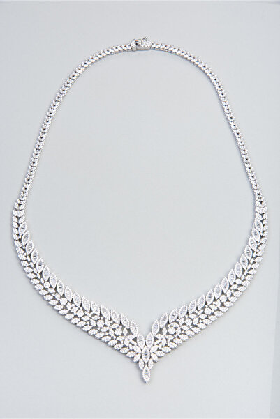 So CHIC... Diva 18 Ayar Beyaz Altın Kaplama 45 Cm Gümüş Gerdanlık