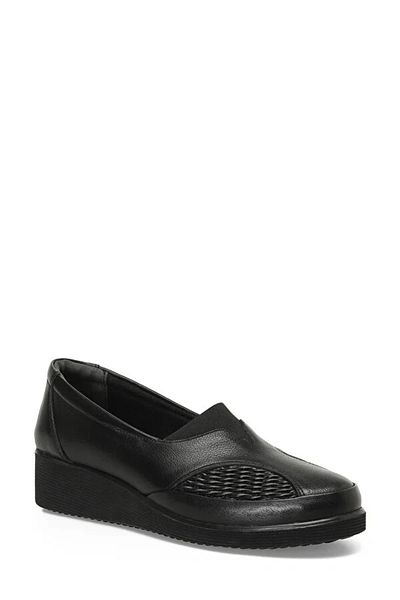 Polaris 105279 .z4pr - Women's Wedge Shoes 5 Point Genuine Leather, Poly Light Sole, Black