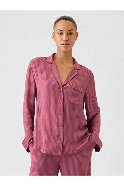 GAP Kadın Pembe Saten Pijama Üstü