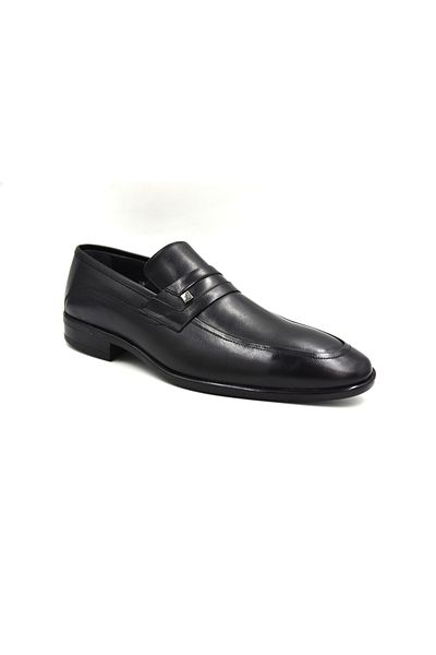 Fosco (2818) Genuine Leather Men's Black Shoes - Rubber Sole, Lace-up