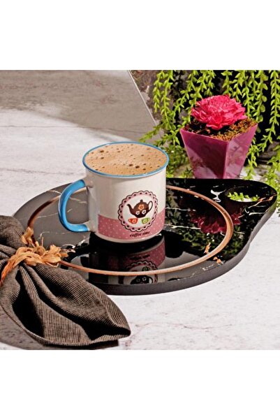 Kosova Lüx Mermer Görünümlü Ahşap Sunumluk Tepsi - Küçük Yuvarlak Model