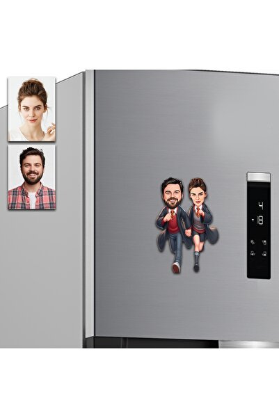 wonderlike 2 Kişi Arkadaş Tasarımlı Buzdolabı Magneti/Resim Gönder Magnet Olsun