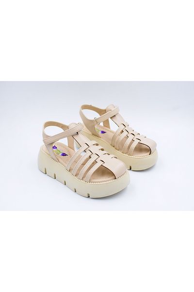 Prego Sandale pentru copii Arzen Beige - Talpă ușoară din polietilenă, vârf închis cu velcro