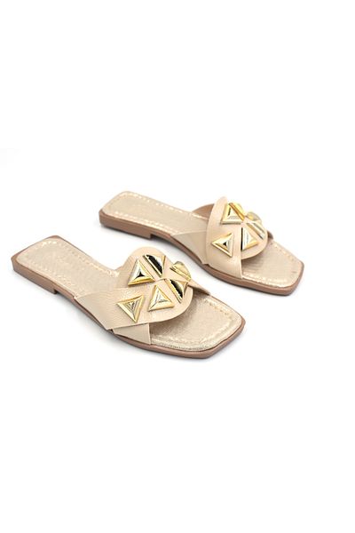 Prego Papuci de zi cu zi pentru femei Toroklu Gold - OC SHOES