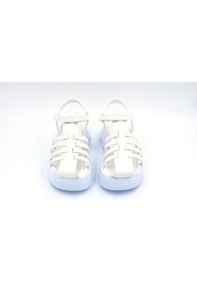 Prego (Arzen) Poly Light Sole Velcro Closed Toe Children's Sandals White