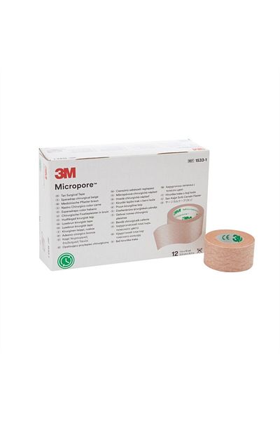 3M Micropore Medical Tape 1533-0 12.5 mm X 9.1 m Tan 1 Box/24 Pieces
