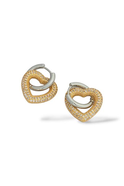 Çlk Accessories Premium Heart Earrings with Stone Detail