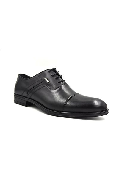 Fosco (2512) Genuine Leather Men's Black Shoes - Rubber Light Sole, Lace-up