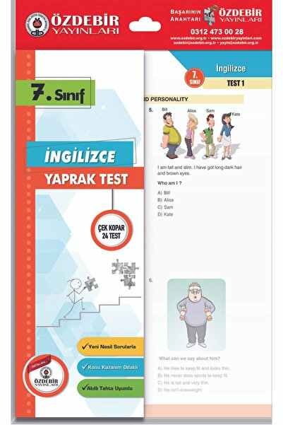 Özde Bir Yayınları Özdebir 7. Sınıf Ingilizce Yaprak Test