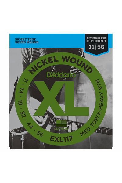 Daddario Exl117 Optimized Electric Guitar String Set - D, XL, 11-56, Med/Hvy BT