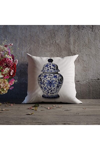 Lia Store غطاء وسادة مزخرف مزدوج الجوانب منقوش من بلو بلانك