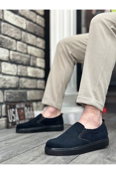 BOA BA0339 Laceless Velvet Black Black Sole Casual Men's Shoes