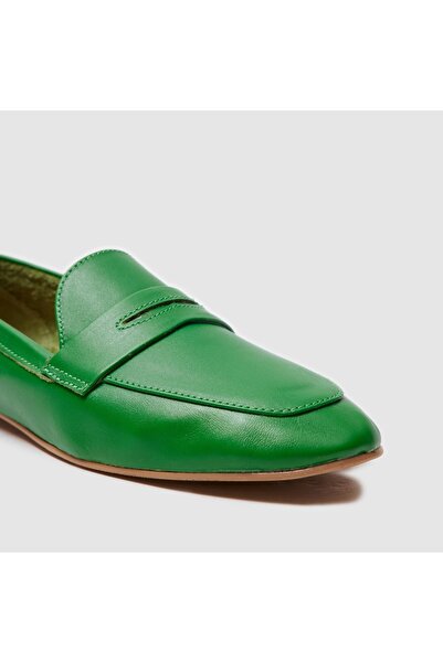 TOGO Yeşil Hakiki Deri Kadın Babet Ayakkabı [060033] – Düz & Düşük Topuk