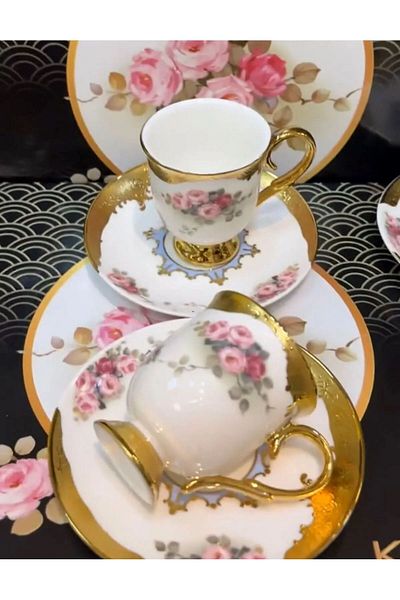 Kosova Rsy-206 6-Piece Brown Coffee Cup Tk. (Roses)
