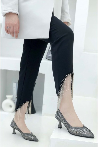 KOCAMANLAR Feles Şeker Topuk Sindirella Taşlı Stiletto Kadın Topuklu Ayakkabı...