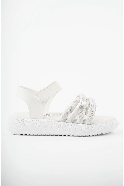 Prego SANDALE ARZEN - Talpă ușoară, model tricotat, sandale pentru copii cu velcro, alb