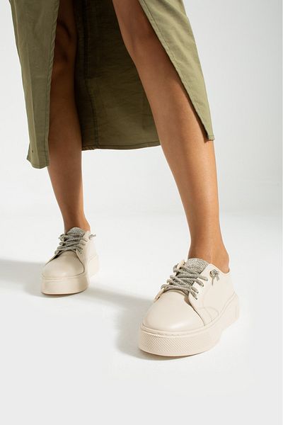 Prego Beige Women's Casual Shoes - Stone Piping Detail, Light Sole