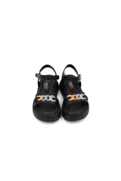 Prego Mini Angel - Sandale negre pentru copii cu velcro și ușoare