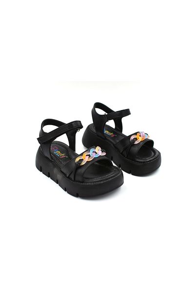 Prego Mini Angel - Sandale negre pentru copii cu velcro și ușoare