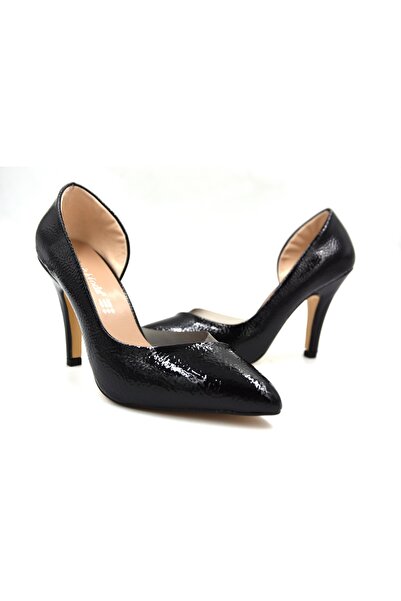 Park Moda Siyah Çatlak Rugan Topuklu Kadın Stiletto Ayakkabı RUGAN SİYAH