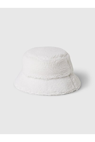 GAP Kız Çocuk Kırık Beyaz Sherpa Bucket Şapka